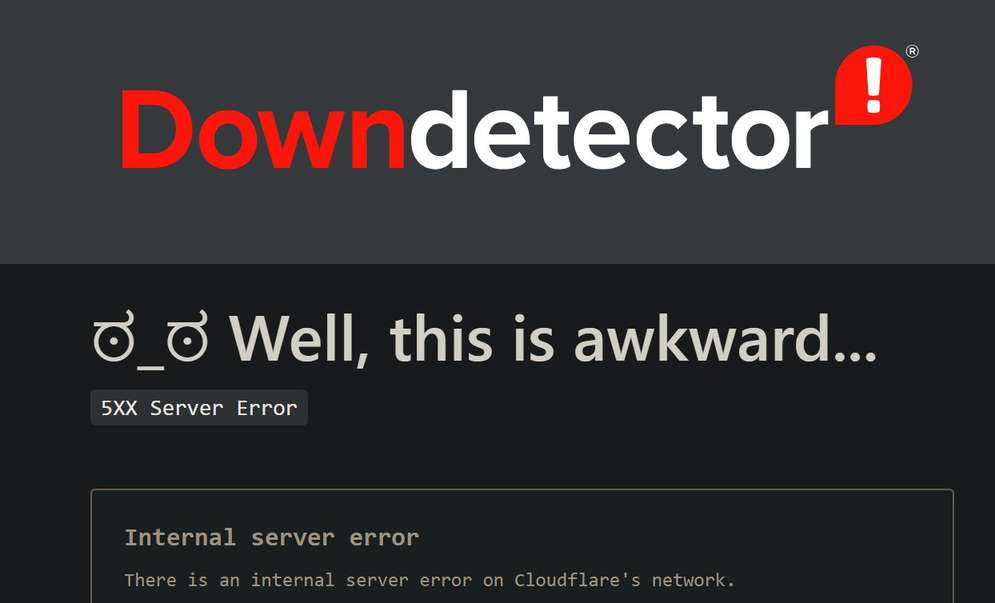 downdetector 使用 cloudflare 保护源站,结果自己也挂了 well this is awkward